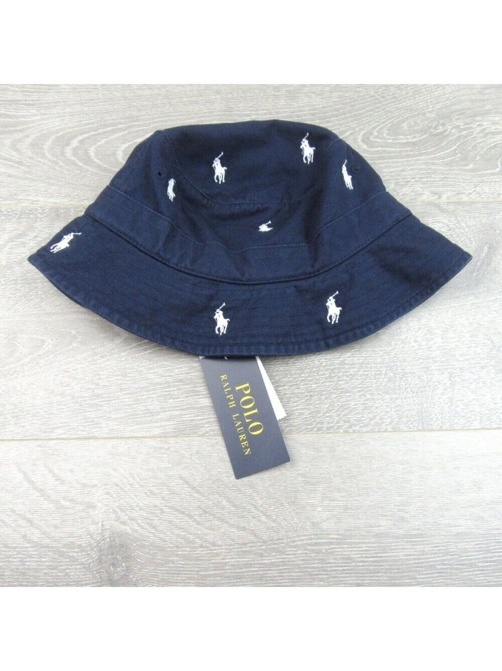 Polo Ralph Lauren Embroidered Pony Bucket Hat Adult Size S/M Navy Blue White NEW - Picture 9 of 12